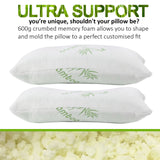 Royal Comfort Luxury Bamboo Memory Foam Pillow Twin Pack — Hypoallergenic — Allure Home Collections