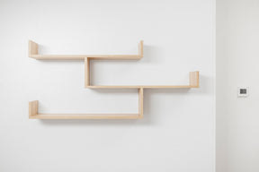 Kendal oak multi level wall shelf kit in a home office