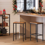 Rustic Brown Bar Set Stools - Set of 2