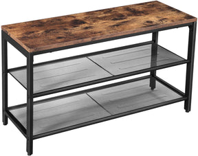 Dadswells Bridge 2 Tier Shoe Rack, Rustic Brown and Black image 1