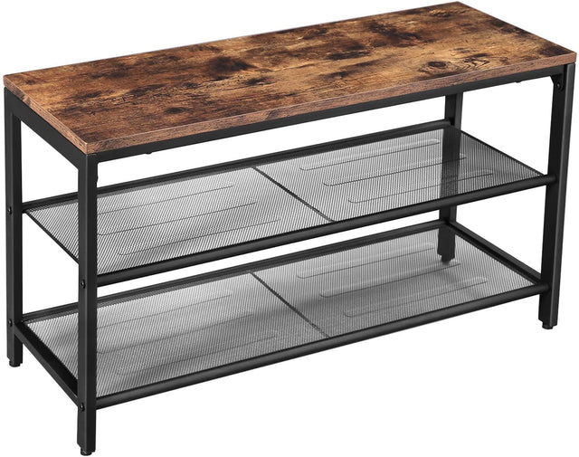 Dadswells Bridge 2 Tier Shoe Rack, Rustic Brown and Black image 1