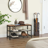 Dadswells Bridge 2 Tier Shoe Rack, Rustic Brown and Black image 2
