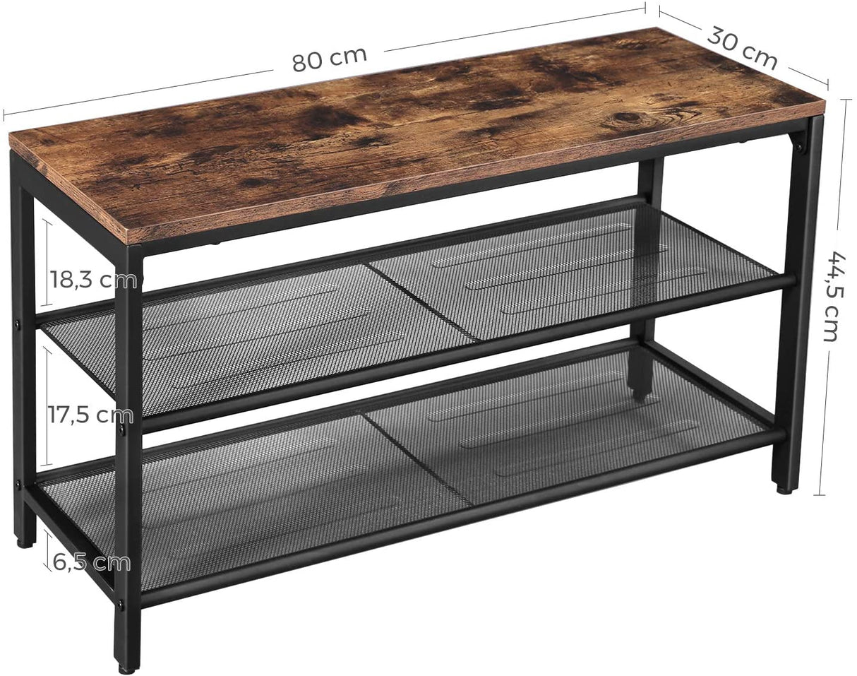 Dadswells Bridge 2 Tier Shoe Rack, Rustic Brown and Black image 5