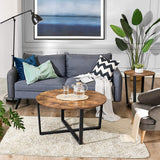 Round Coffee Table Rustic Brown And Black