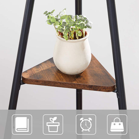 Black industrial coat rack stand with two shelves