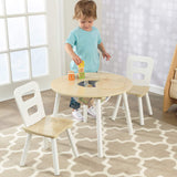 Kids Round Table And 2 Chair Set With Storage White Natural