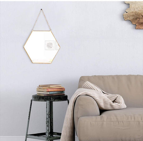 Marengo Hexagon Wall Mirror, Gold 30 x 26cm