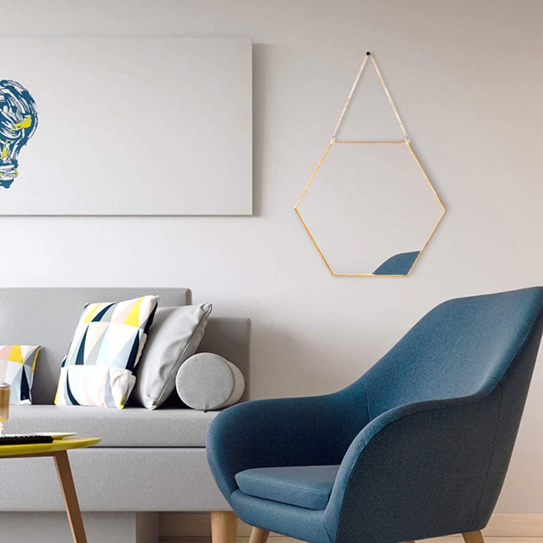 Marengo Hexagon Wall Mirror, Gold 30 x 26cm