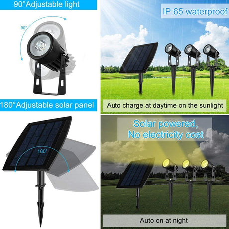 Solar LED Garden Spotlights Outdoor Waterproof Warm White 3 Pack — Allure Home Collections