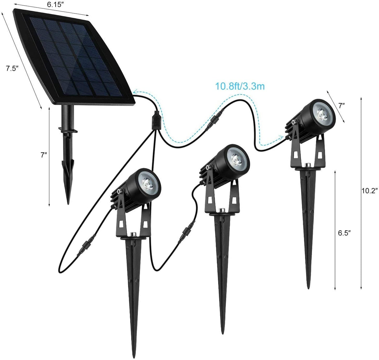 Solar LED Garden Spotlights Outdoor Waterproof Warm White 3 Pack — Allure Home Collections