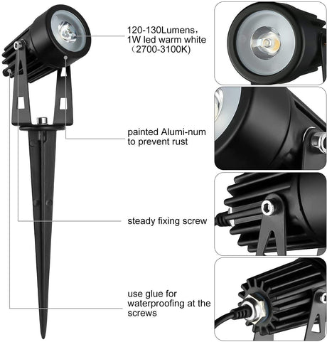 Solar LED Garden Spotlights Outdoor Waterproof Warm White 3 Pack — Allure Home Collections