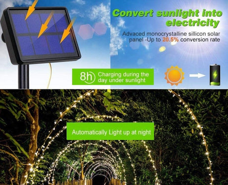 20m 200 LED Solar Powered Outdoor String Lights 8 Modes Waterproof — Allure Home Collections