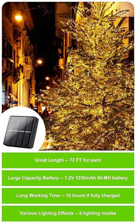 20m 200 LED Solar Powered Outdoor String Lights 8 Modes Waterproof — Allure Home Collections