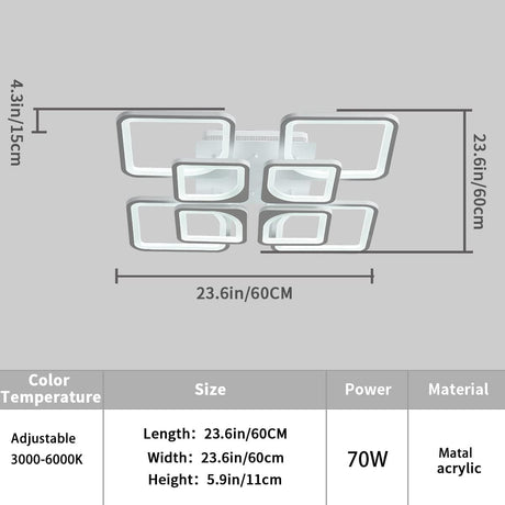Modern Dimmable LED Ceiling Light with Remote Control — 60cm — Allure Home Collections