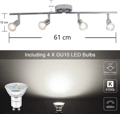 Modern 4-Light LED Track Lighting Kit — Chrome — Allure Home Collections