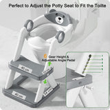 Grey toddler potty training toilet seat with ladder and step stool