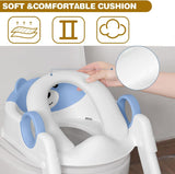 Blue toddler potty training toilet seat with ladder and step stool
