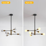Six light Sputnik chandelier in black and gold