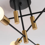 Six light mid century Sputnik chandelier in black and gold