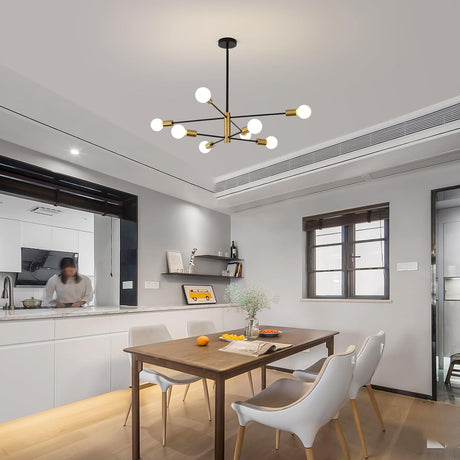 Sputnik chandelier radiating arms detail