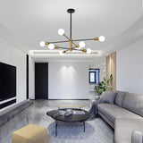 Black and gold sputnik chandelier hanging