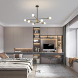 Sputnik chandelier lit with E27 bulbs