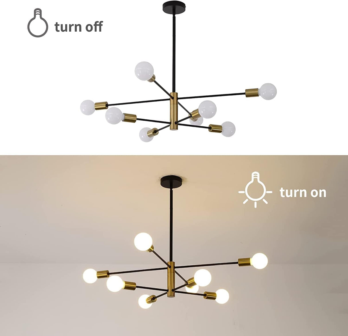 Adjustable height sputnik chandelier