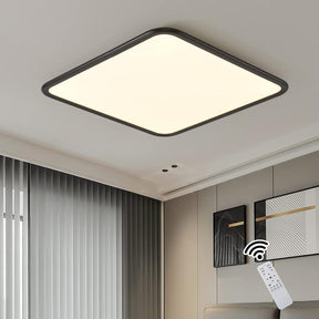 Portofino black slim square flush mount LED ceiling light in a modern room