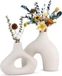 Modern white ceramic vase set of 2