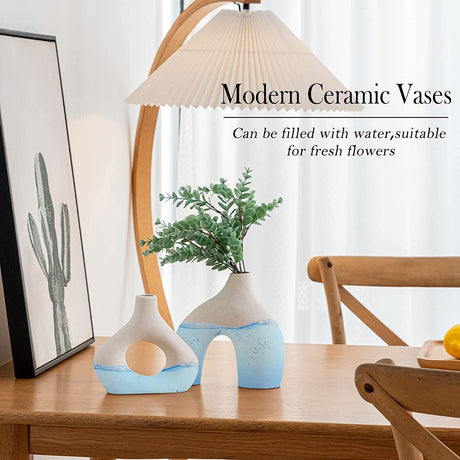 Modern white ceramic vase set of 2