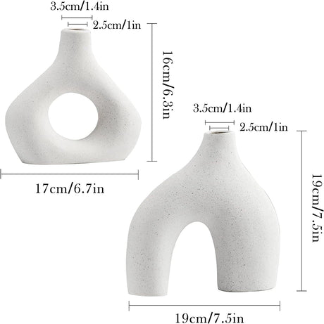Modern white ceramic vase set of 2