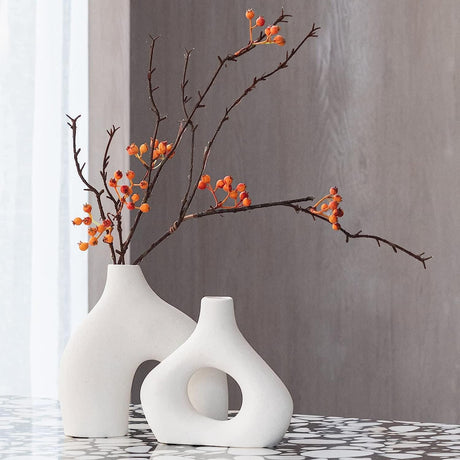 Modern white ceramic vase set of 2