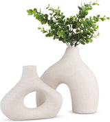 Modern white ceramic vase set of 2