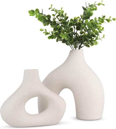 Modern white ceramic vase set of 2