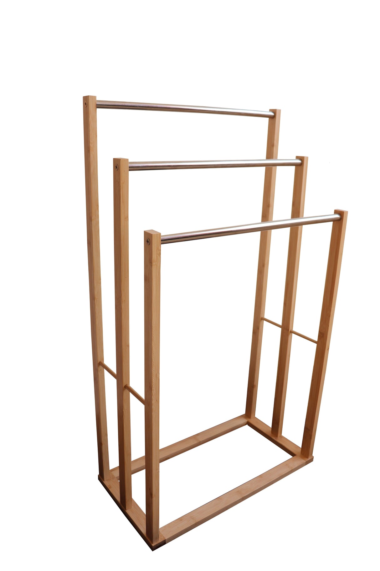 Bamboo and Metal 3-Tier Freestanding Towel Rack — Bathroom and Bedroom — Allure Home Collections