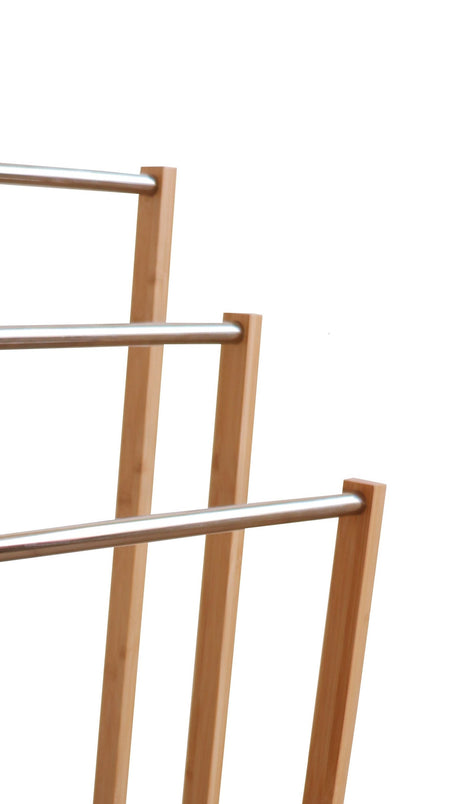 Bamboo and Metal 3-Tier Freestanding Towel Rack — Bathroom and Bedroom — Allure Home Collections