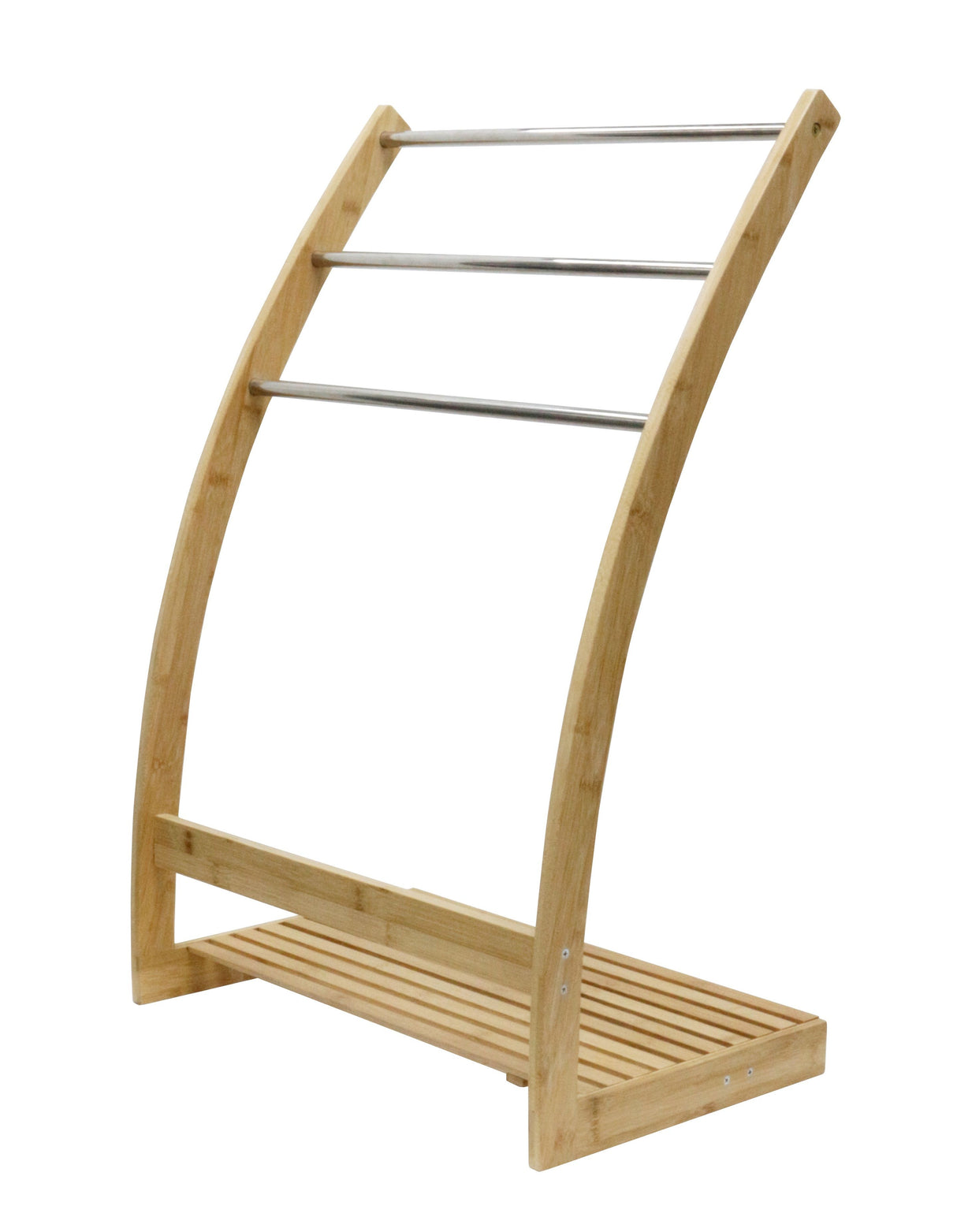 Bamboo and Metal 3-Tier Freestanding Towel Rack with Bottom Shelf — Bathroom and Laundry — Allure Home Collections