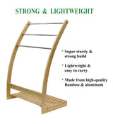 Bamboo and Metal 3-Tier Freestanding Towel Rack with Bottom Shelf — Bathroom and Laundry — Allure Home Collections