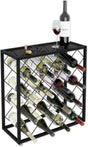 Freestanding matte black metal wine rack for 25 bottles with top shelf
