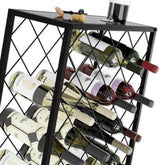 Freestanding matte black metal wine rack for 25 bottles with top shelf