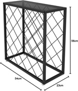 Freestanding matte black metal wine rack for 25 bottles with top shelf