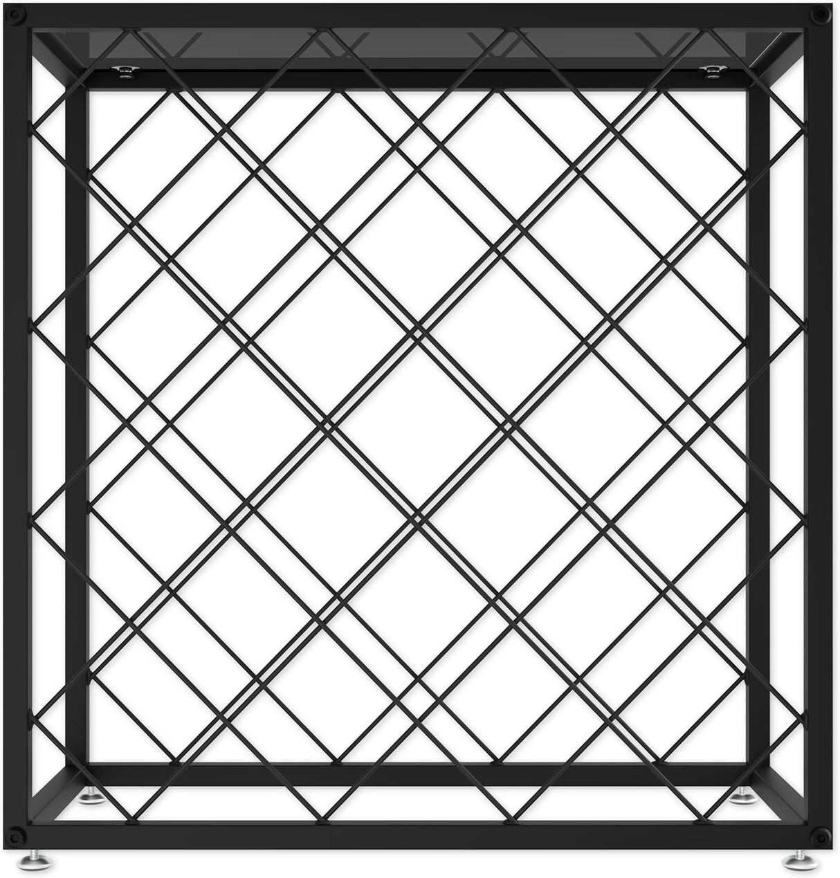 Freestanding matte black metal wine rack for 25 bottles with top shelf