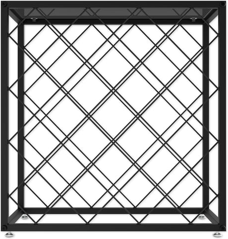 Freestanding matte black metal wine rack for 25 bottles with top shelf