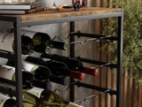 6 tier freestanding wine rack for 30 bottles with wood countertop and metal frame