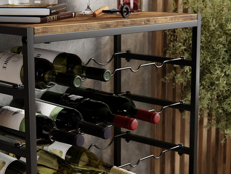 6 tier freestanding wine rack for 30 bottles with wood countertop and metal frame