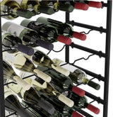 6 tier freestanding wine rack for 30 bottles with wood countertop and metal frame