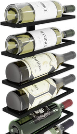 Set of two matte black wall mounted wine racks holding 10 bottles