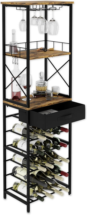 20 bottle metal and timber freestanding wine rack
