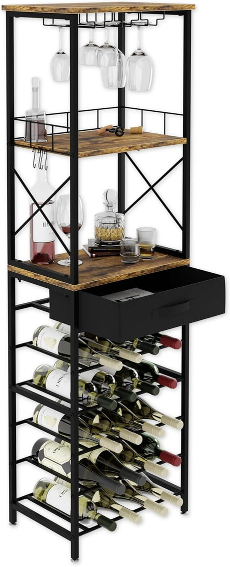 20 bottle metal and timber freestanding wine rack