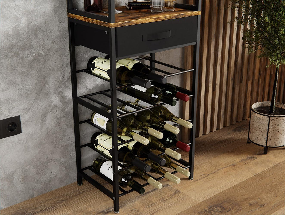 20 bottle metal and timber freestanding wine rack